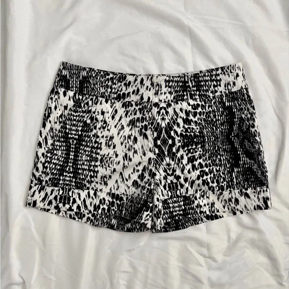 New York & Company Black and White Patterned Shorts and Blue Denim Shorts - Picture 3 of 6